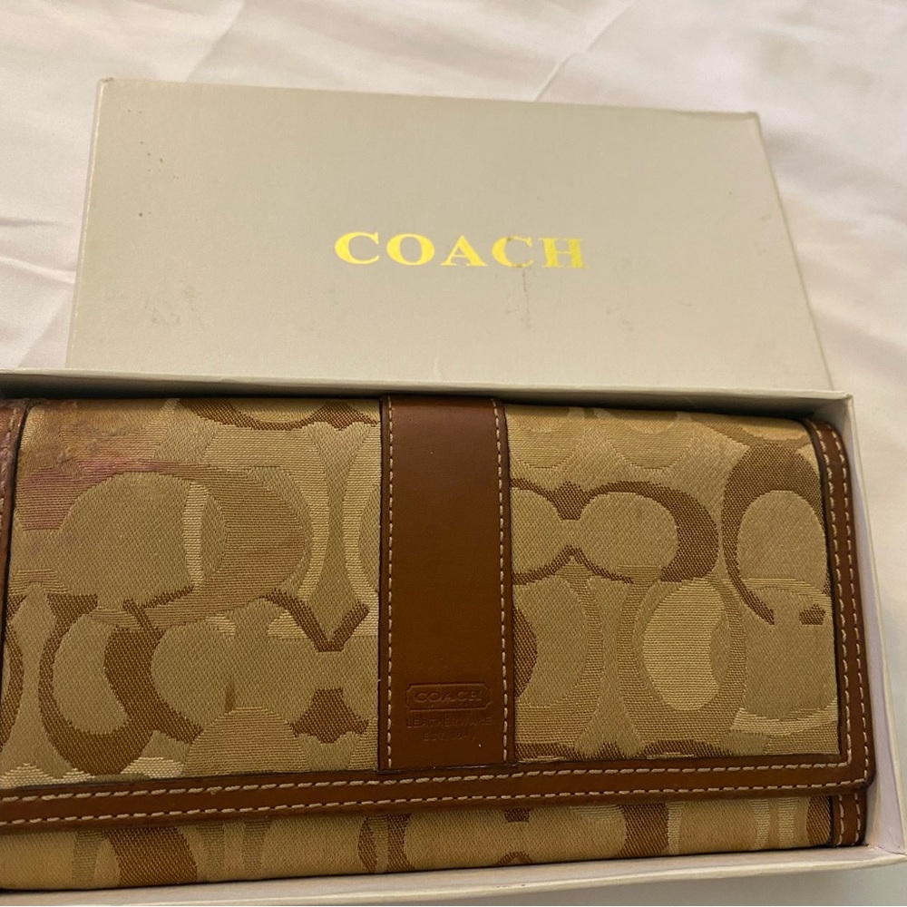 Vintage Coach Long Wallet Tan And Brown